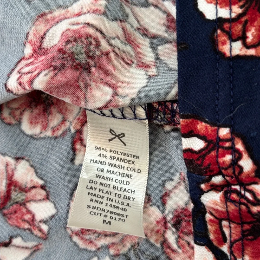 French Grey Navy Floral Knit Dress Stretch & Soft size M - Picture 4 of 6